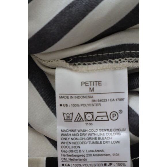 Banana Republic 582096 Women Petite Sz M Beige Striped Volume-Sleeve Blouse - Picture 5 of 7